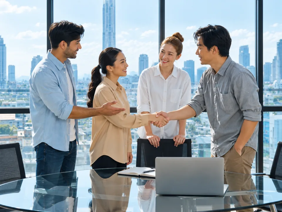 Agency professional introducing a client to the China team